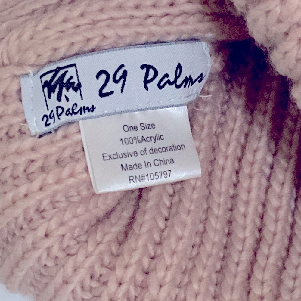 29 Palms Rib Knit Warm Hat with Rhinestone Embellishment Rose Pink One size - Picture 5 of 5